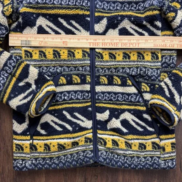 The North Face Fleece Jacket Full Zip Aztec Campshire Mens Medium Yellow Blue - Picture 5 of 6